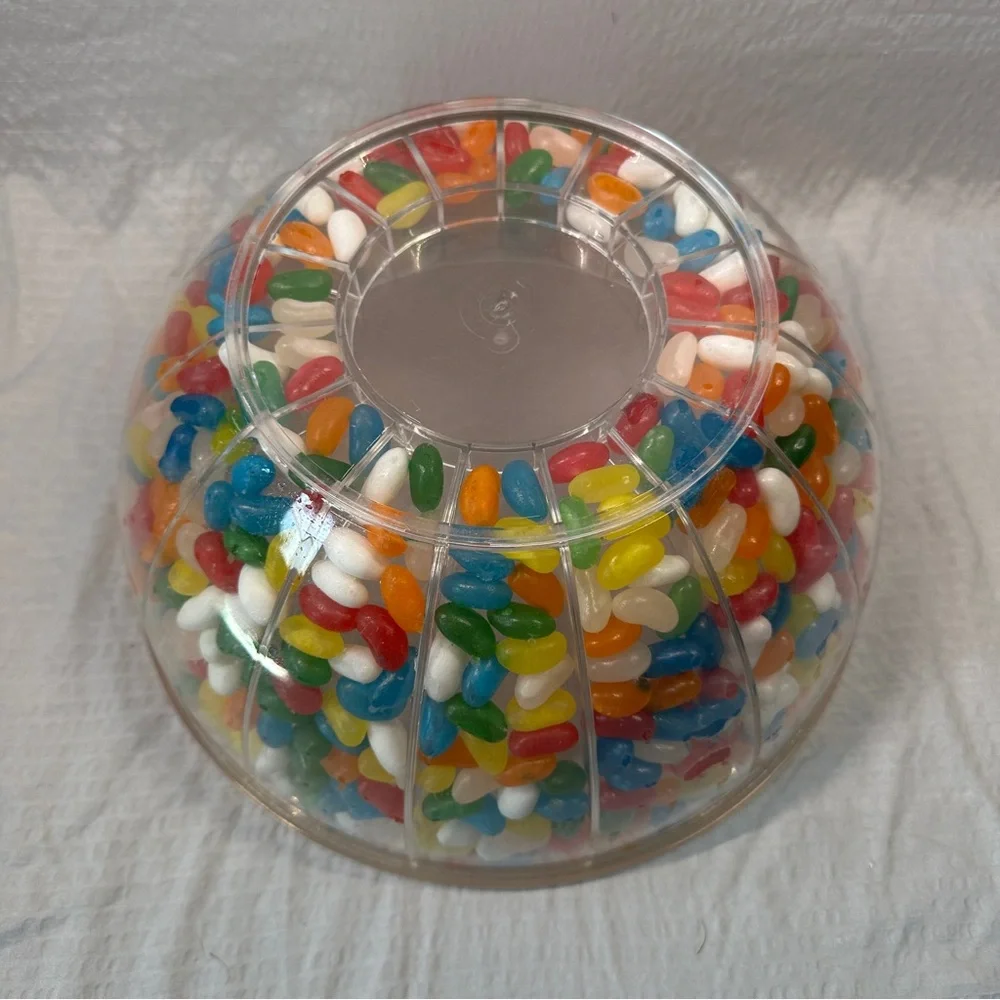 Lg Lucite Acrylic Serving/Mixing Candy Bowl w Jelly Beans Encased Inside! UniQue